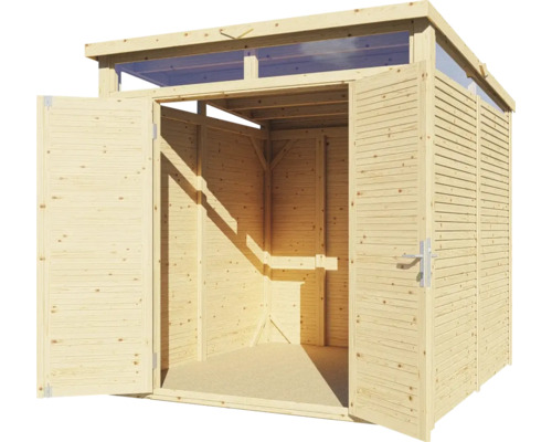 Bertilo Woodline tuinhuis met lessenaarsdak en vloer, 226 x 240 cm, natuurlijke afwerking