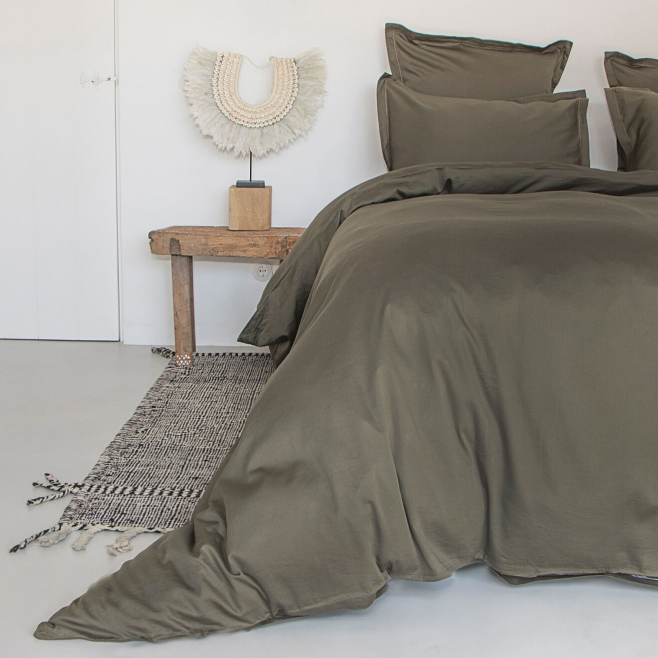 Febronie Home Drap plat 100% Satin de Coton Julia kaki