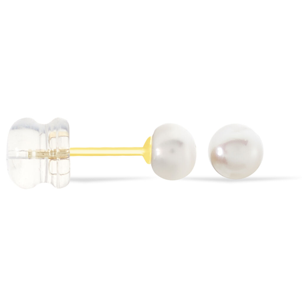 Boucles D'oreilles Puces Kesya Nacres Bouton Or Jaune Perle De Culture