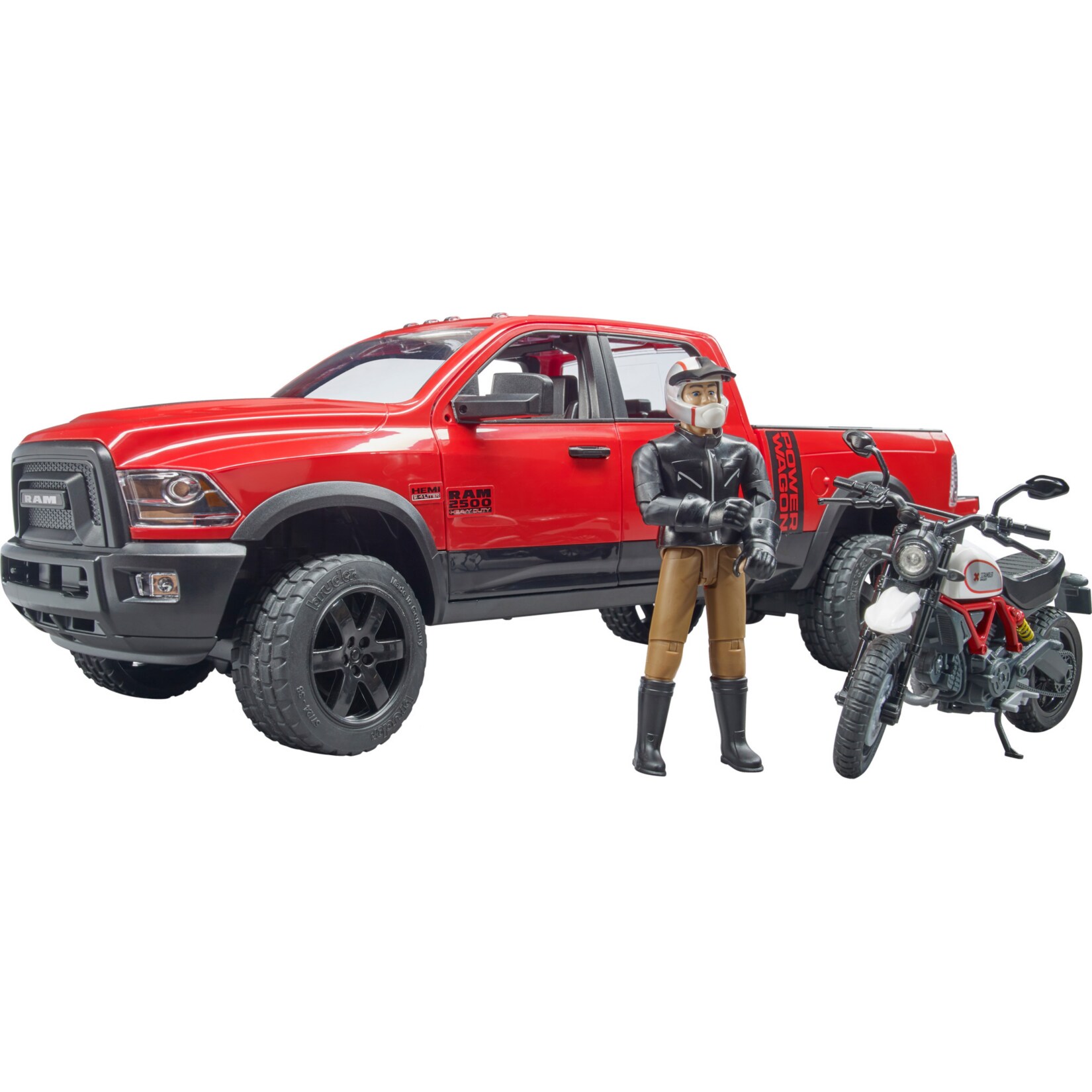 bruder Modellfahrzeug RAM 2500 Power Wagon mit Ducati Desert Sled und Fahrer