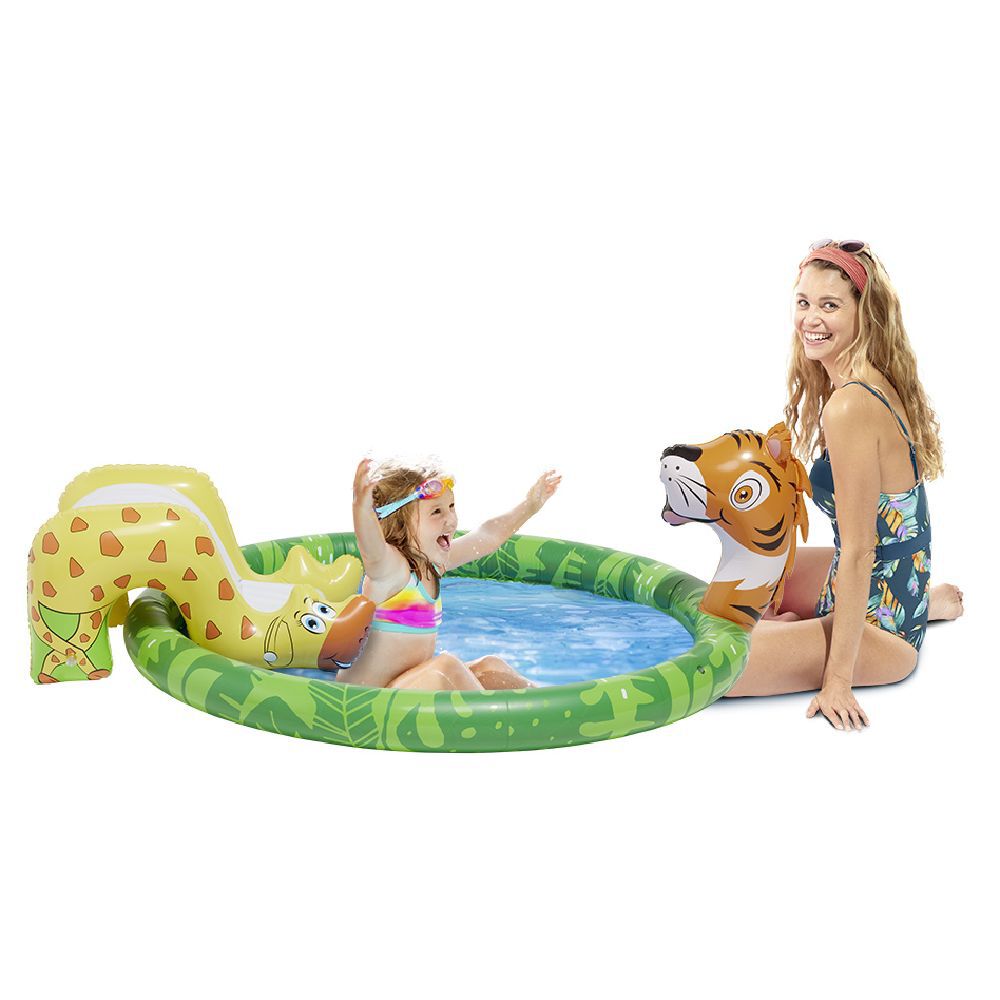 Aire de jeu avec toboggan et jet d'eau Funky girafe tigre Ø150xH54cm