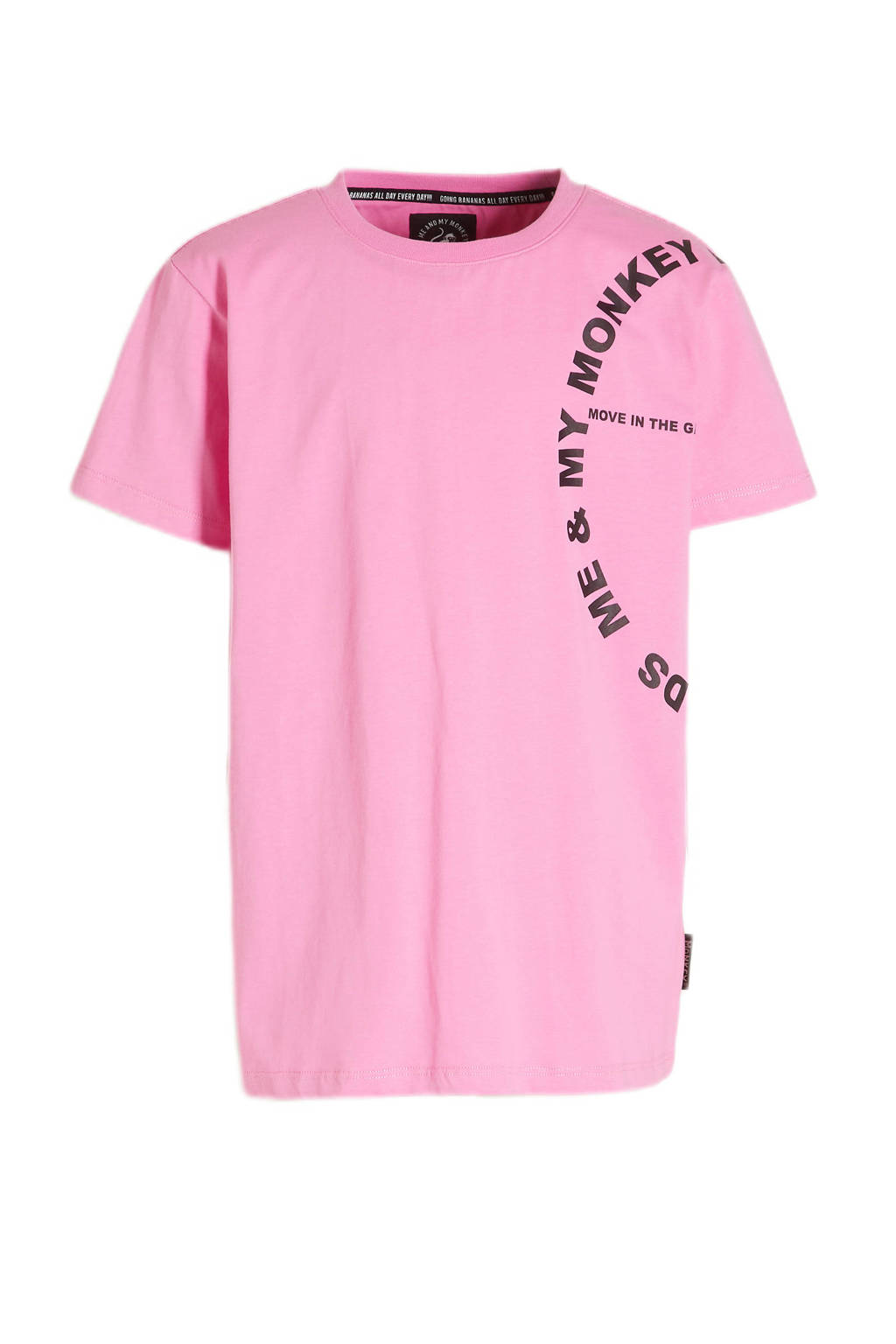 Me & My Monkey T-shirt Milan met printopdruk roze