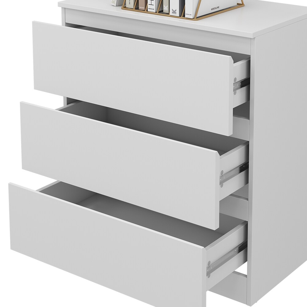 Vicco Kommode Calisto, Weiß 70 x 78,5 cm, mit 3 Schubfächer, Highboard, Schrank