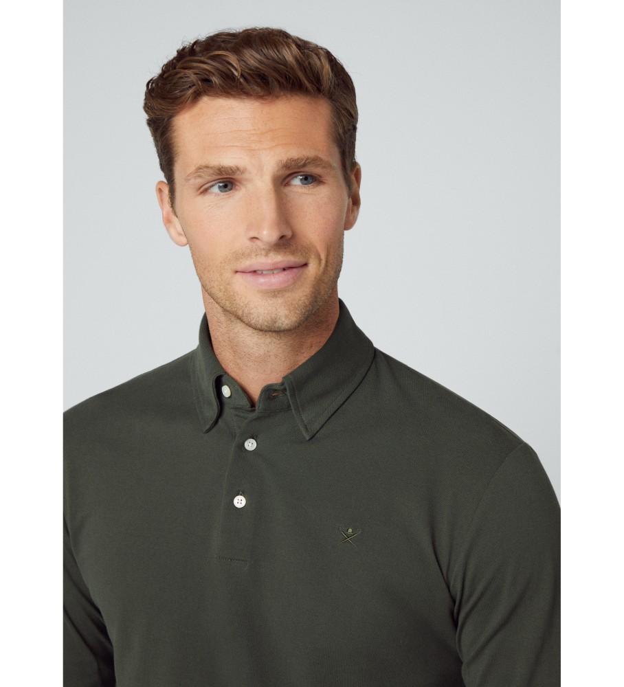 Camisa polo Hackett com botões, verde.