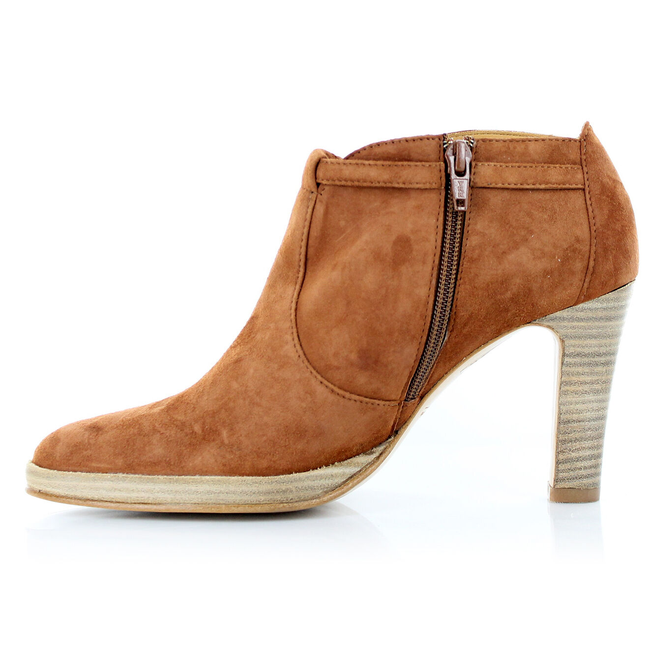 Atelier voisin Bottines en Velours de Cuir Perdris camel - Talon 5 cm