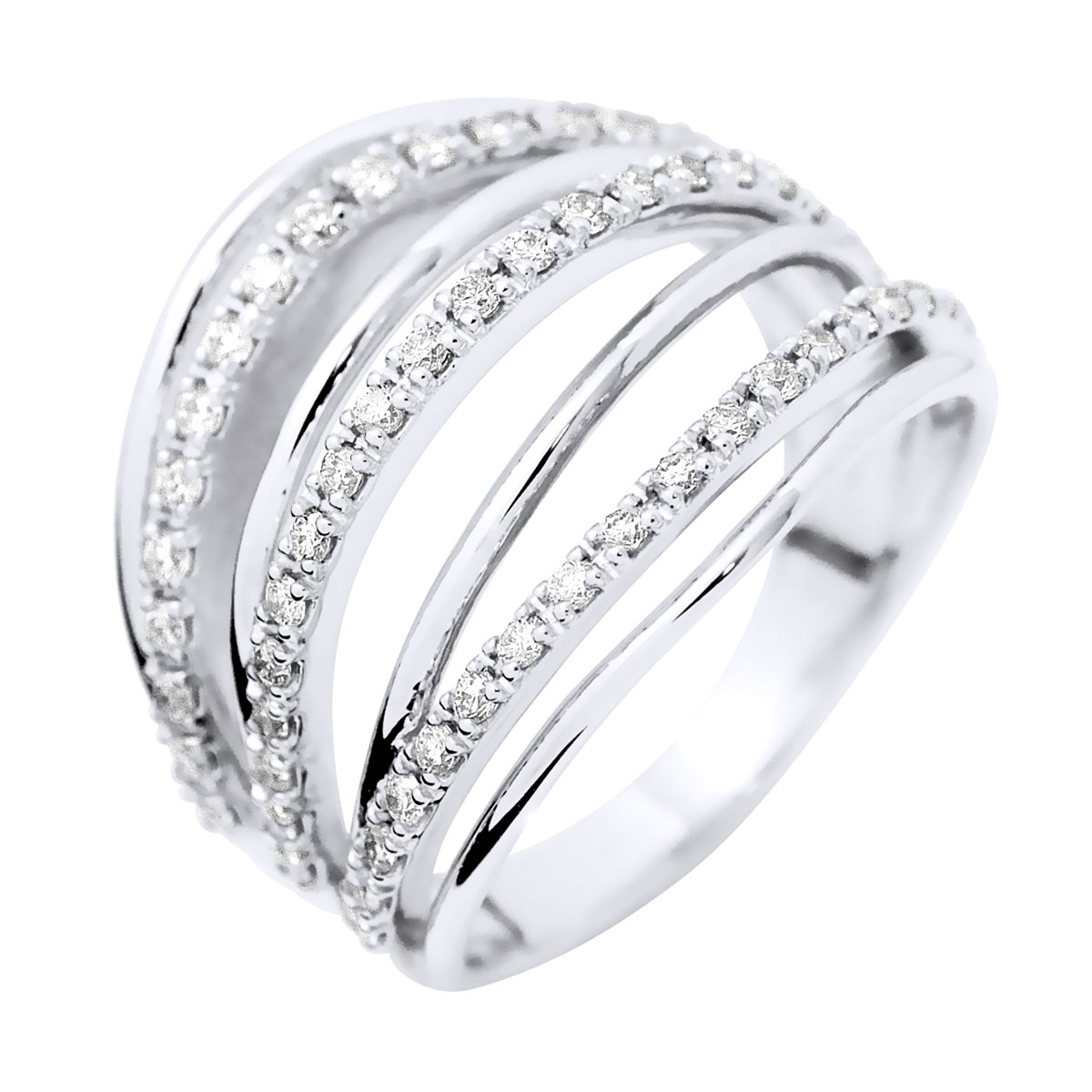 Bague Diamants 0,60 Cts Joaillerie Prestige Or Blanc