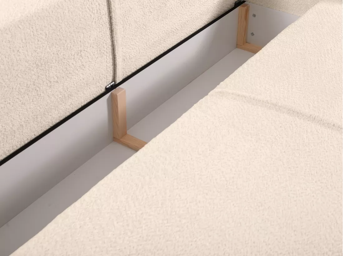 Canapé d'angle convertible en tissu bouclette beige AMELIA - Angle droit