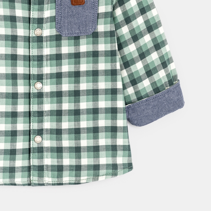 Chemise à carreaux en tubique verte bébé garçon