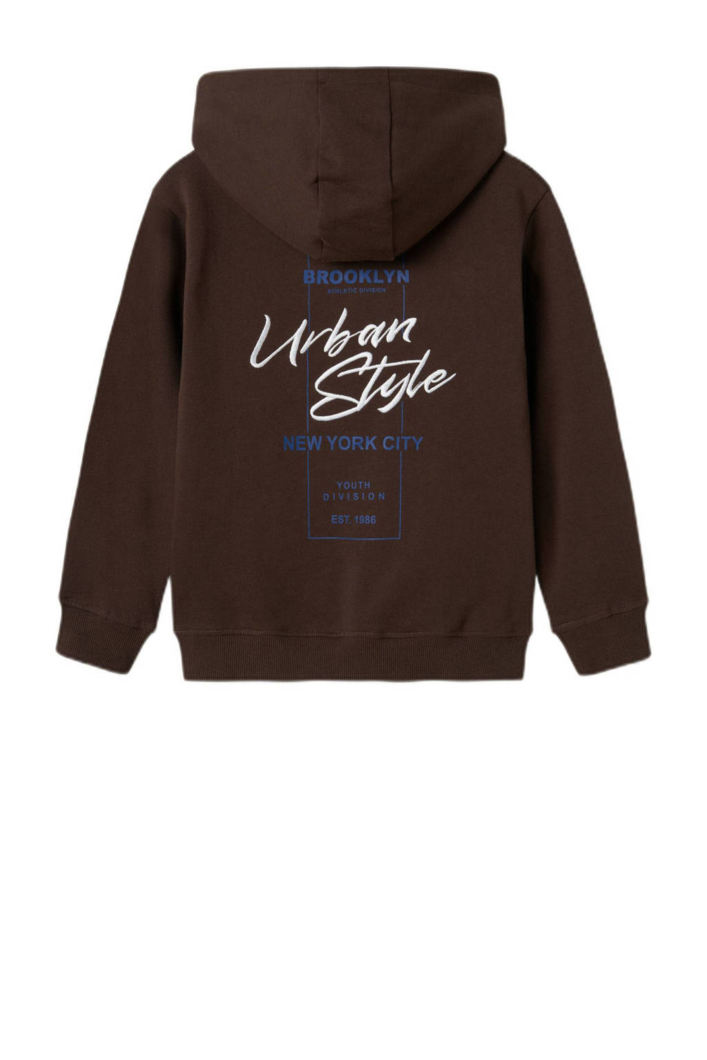NAME IT hoodie NKMREMMOS met backprint donkerbruin