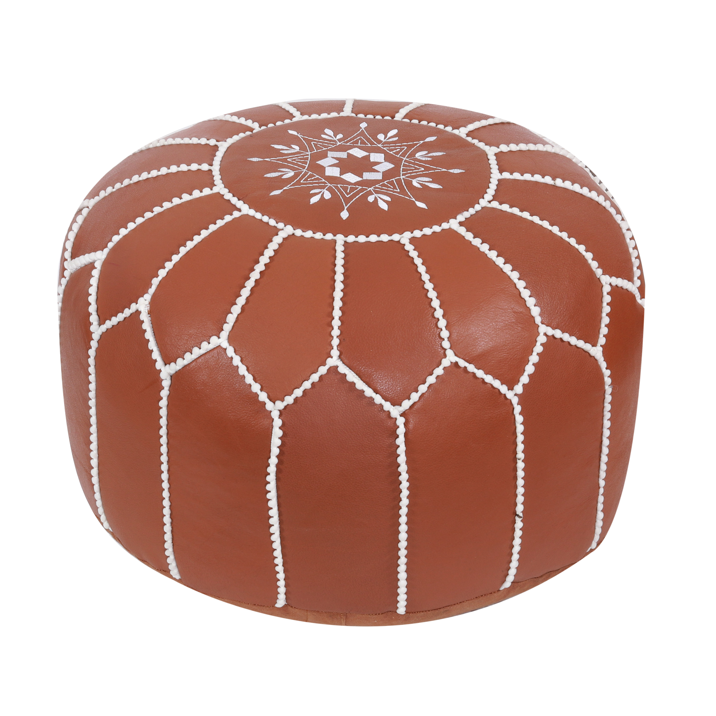 Pouf Leder DAMASKUS hellbraun