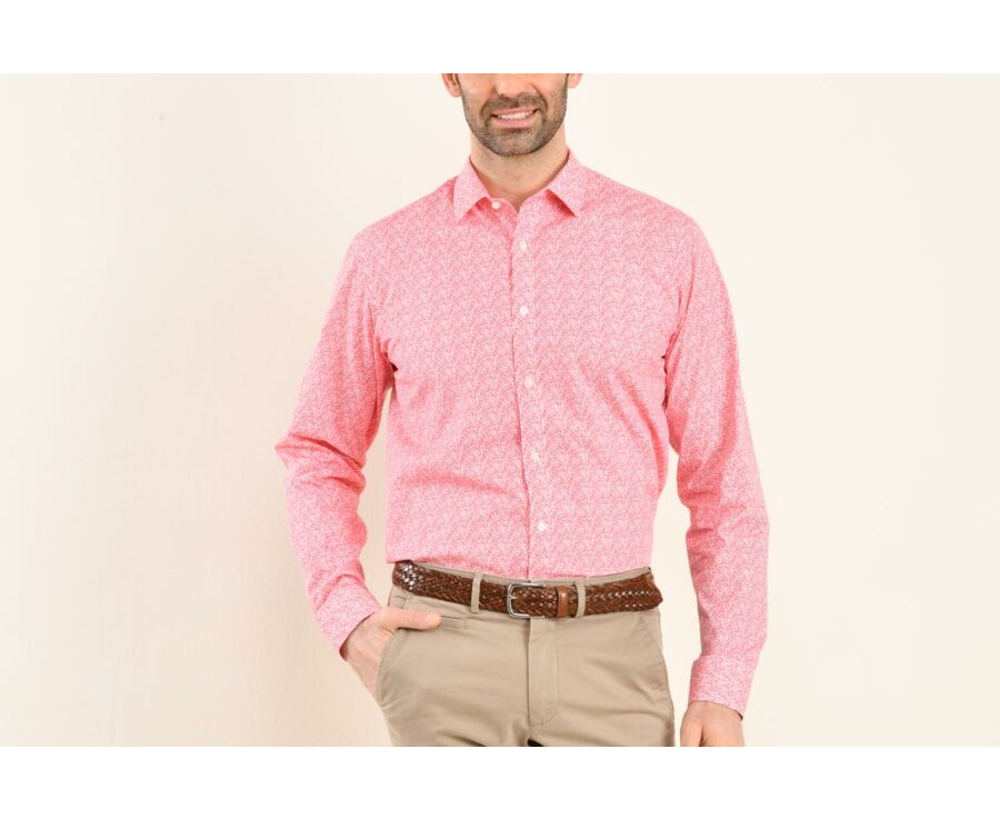 Chemise coton blanche à imprimé fleuri rouge - SULPICE