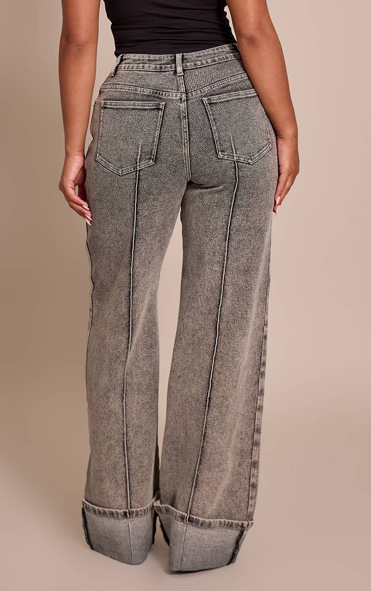 Gris Cendré Jean Large Taille Haute En Denim Stretch Avec Pinces Et Ourlet Retroussé Shape