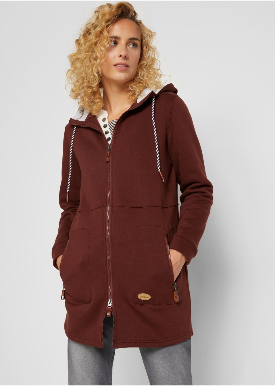 Lang sweatvest met capuchon