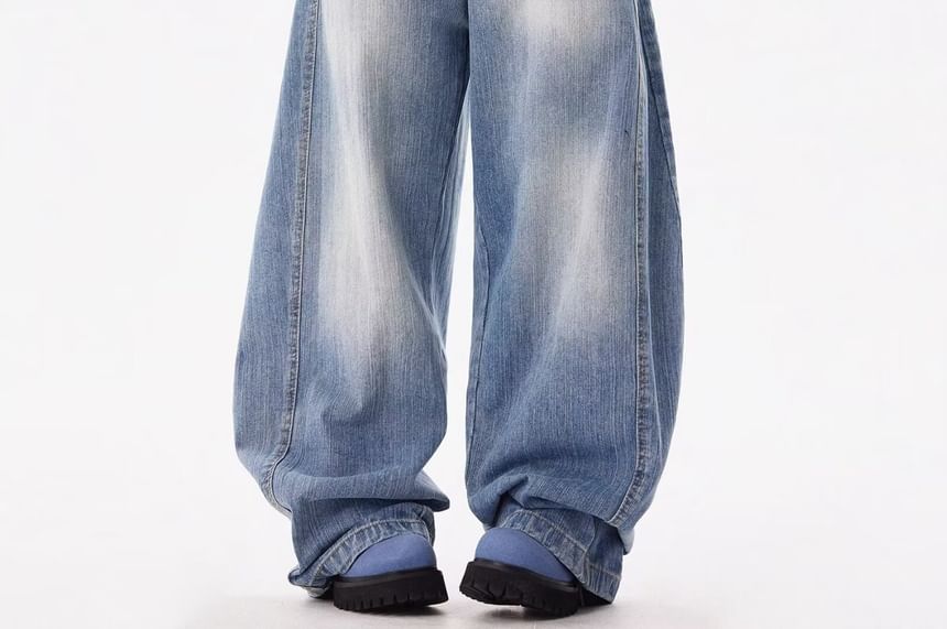 Kenning - Mid Rise Washed Baggy Barrel Jeans