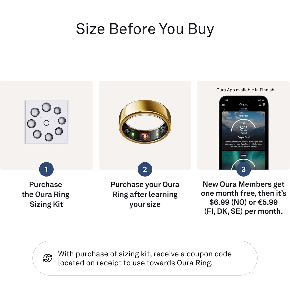 Oura-ring Gen3 Horizon smartring størrelse 10 (Gold)