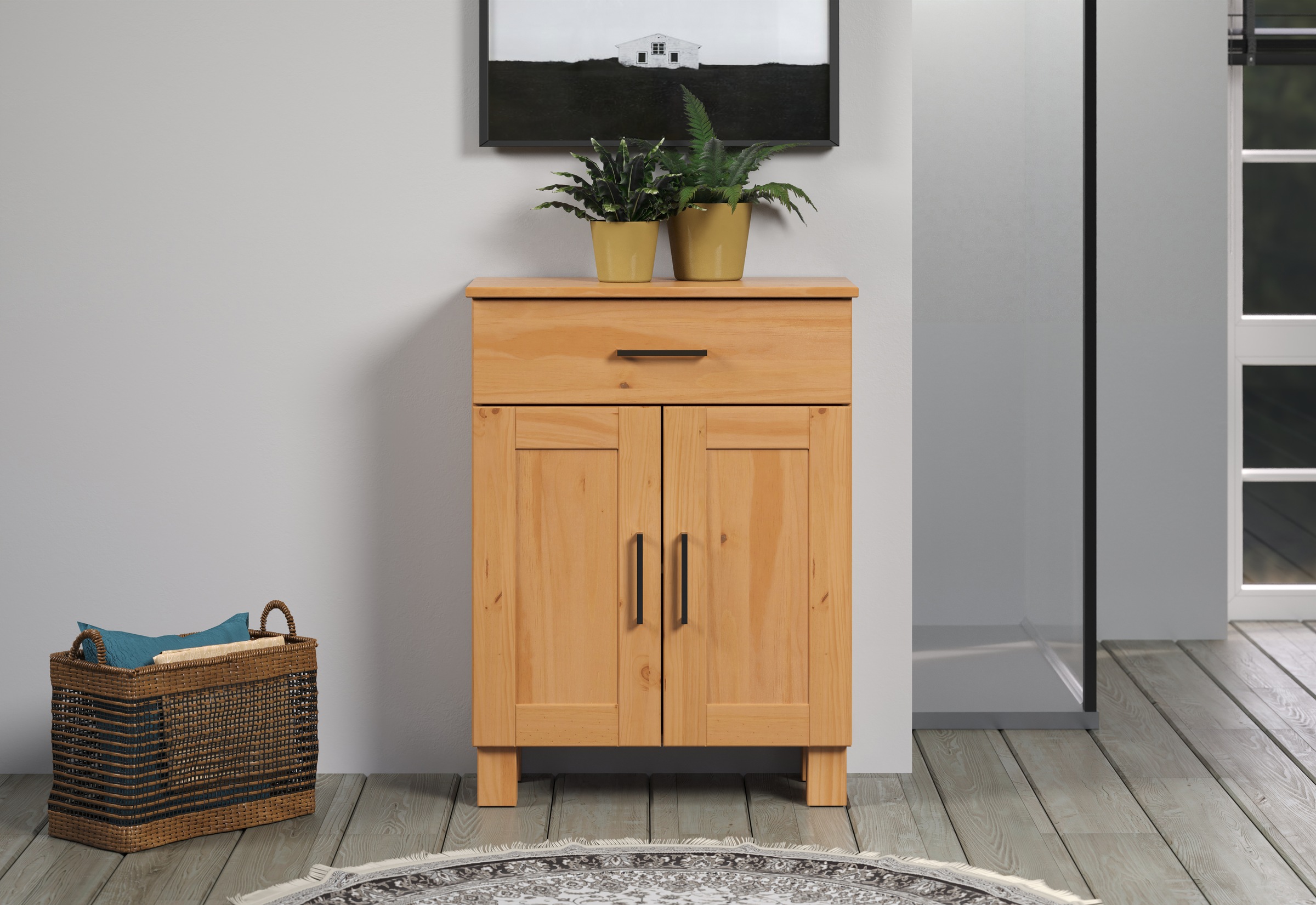 welltime Unterschrank »Ulea« 1 Stk. tlg. Badkommode aus Massivholz mit breitem Schubfach - (B/T/H) 60/30/80 cm