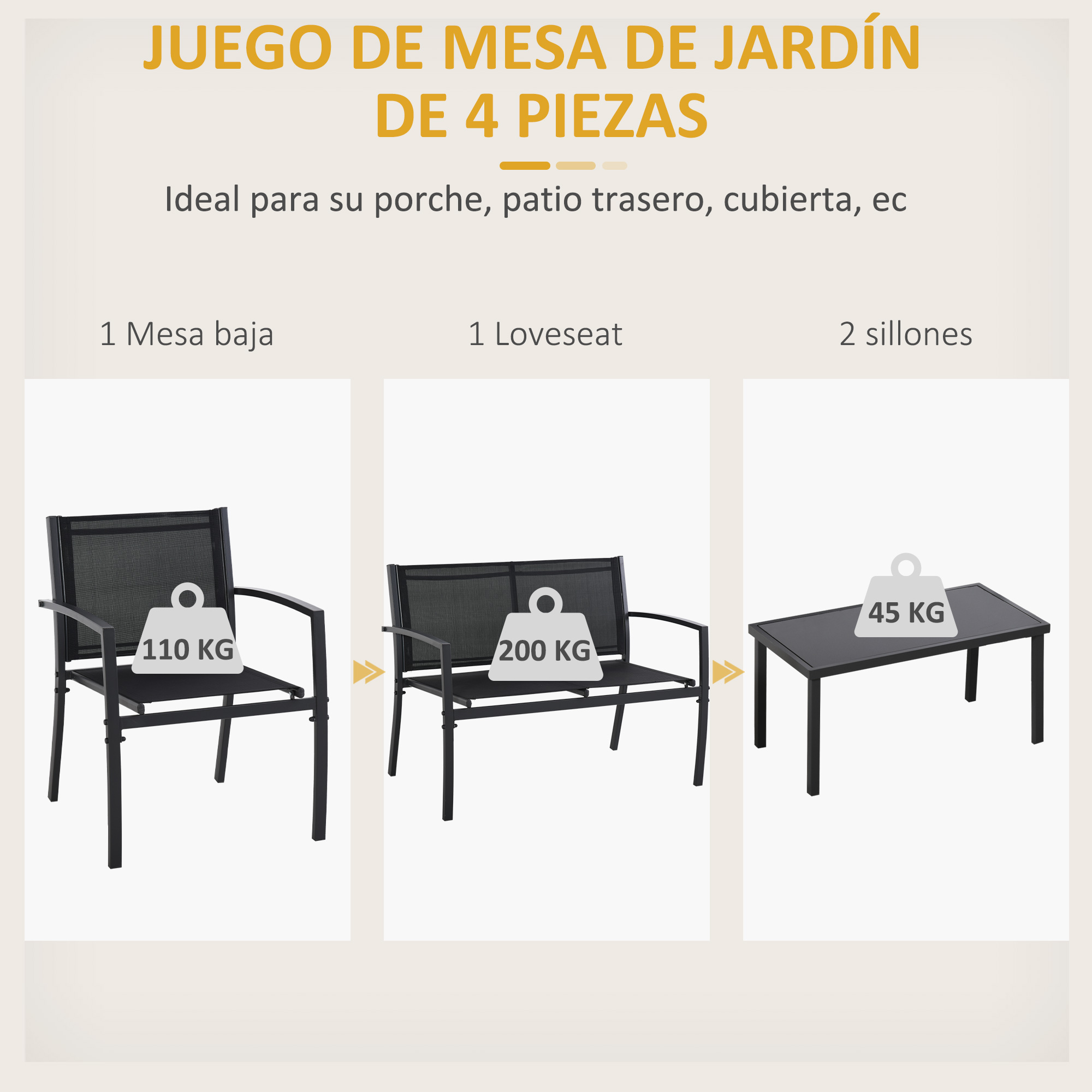 Móveis de jardim pretos Outsunny