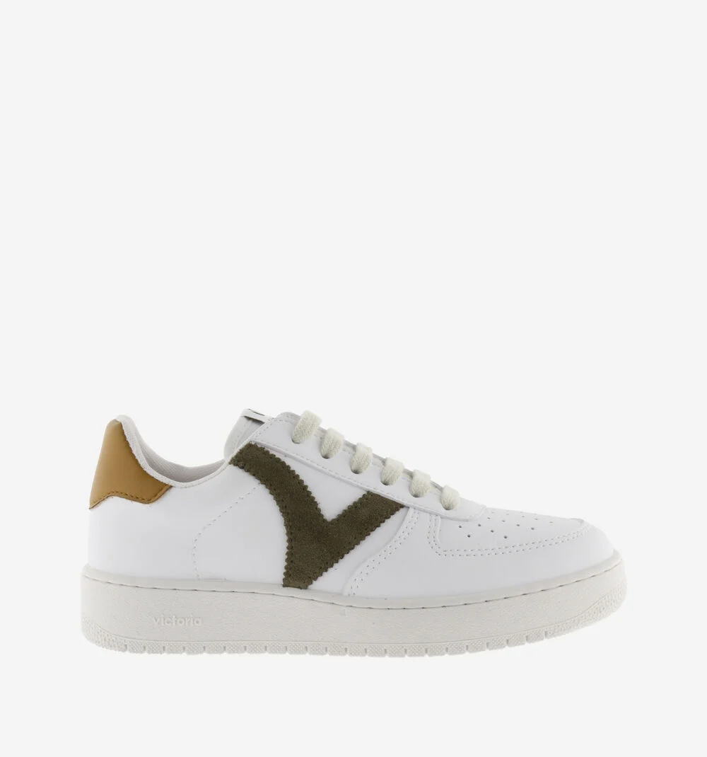 MADRID EFFET CUIR CONTRASTANT Baskets sport unisexe KAKI
