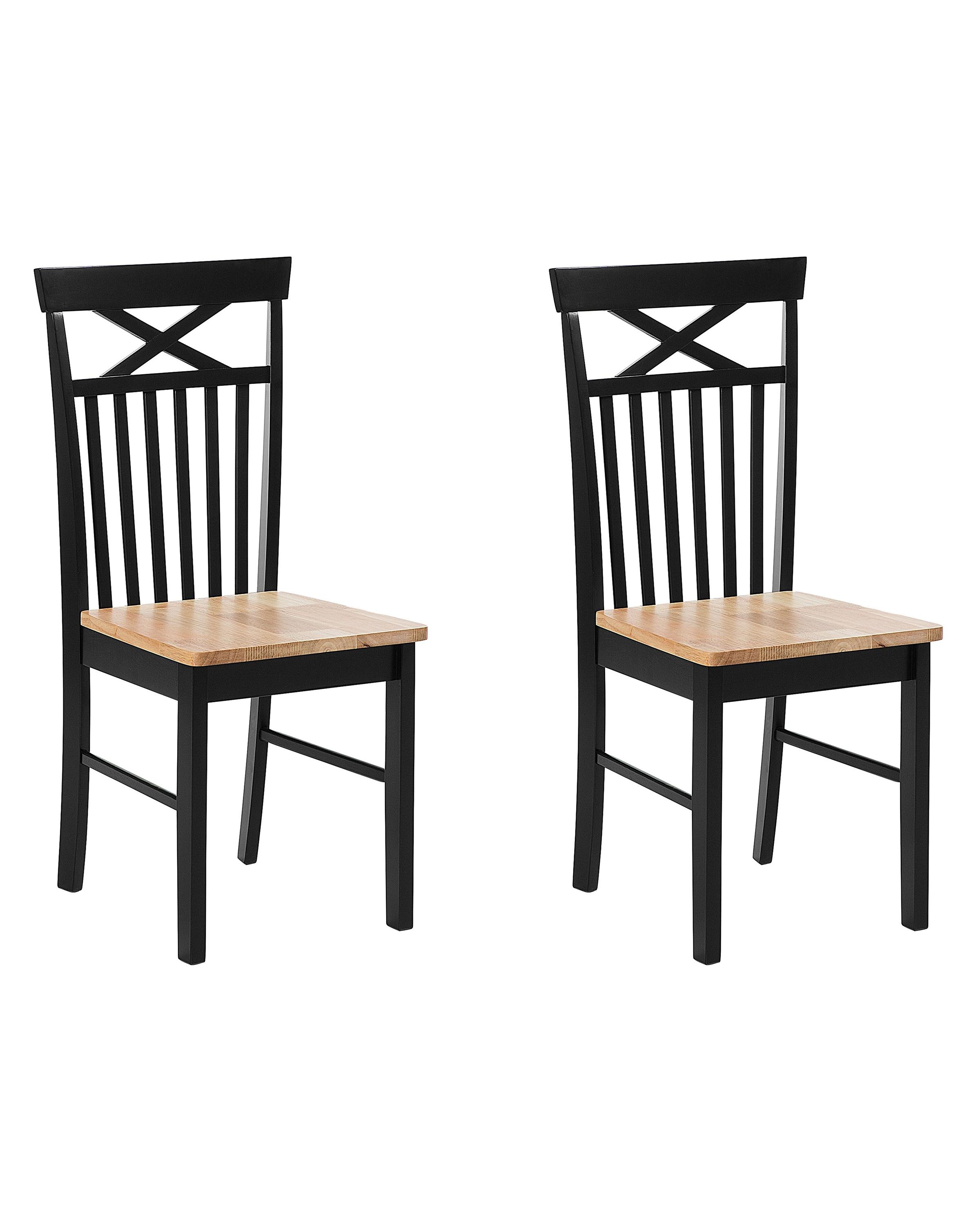 Set van 2 eetkamerstoelen HOUSTON Hout Zwart