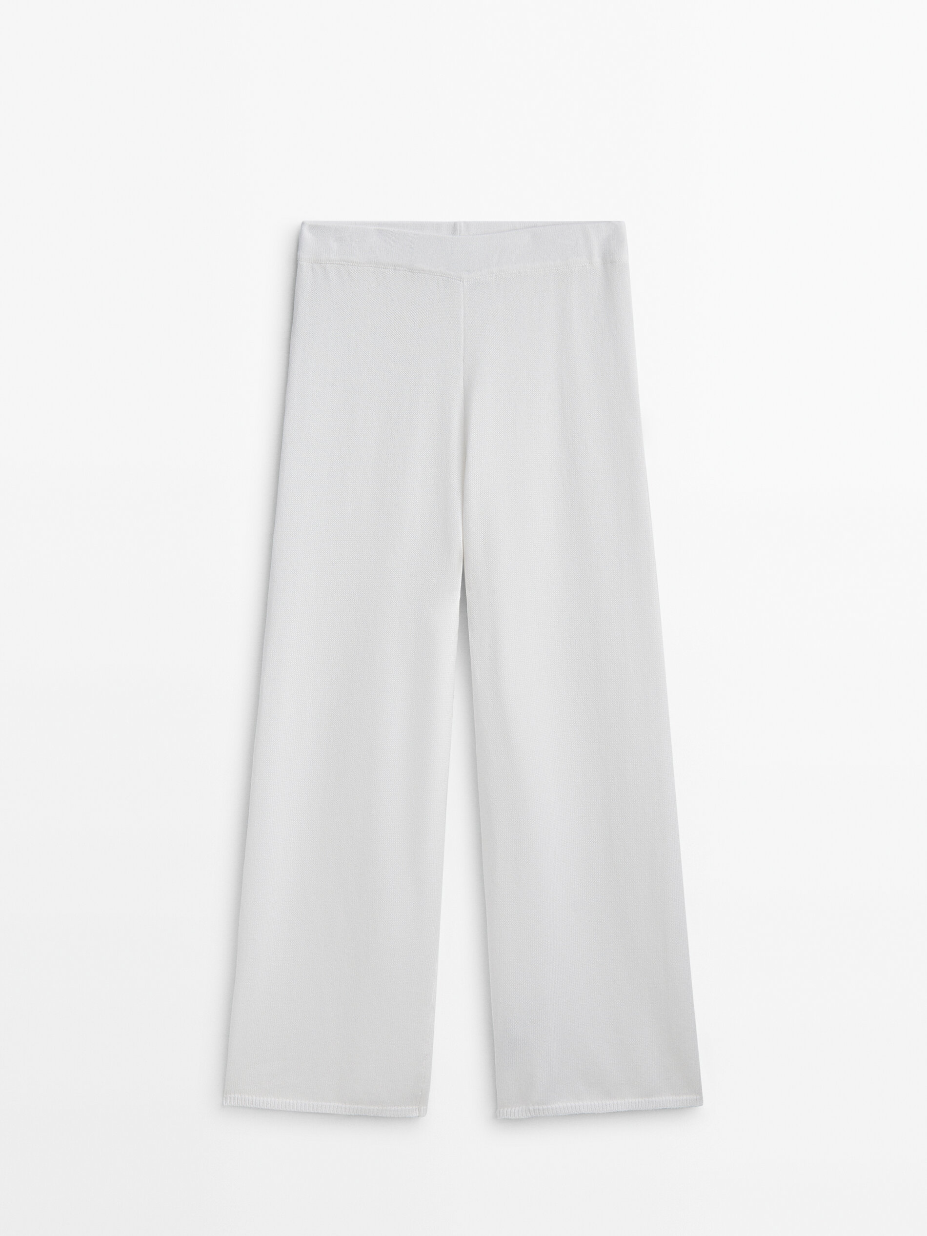 Conjunto de calça e blusa em malha canelada - BRANCA