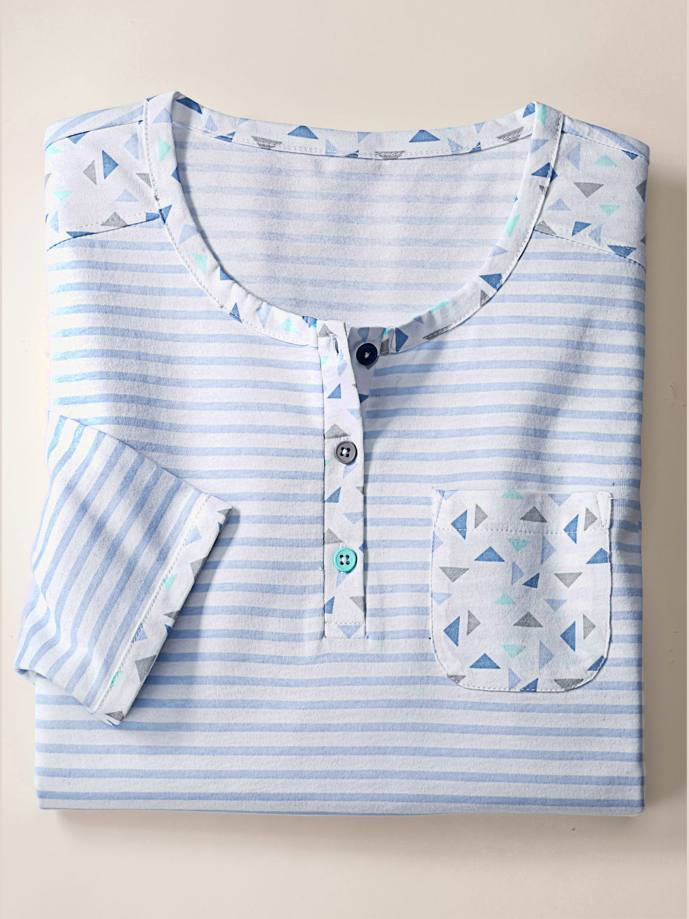 Chemise de nuit femme manches 3/4 col boutonné