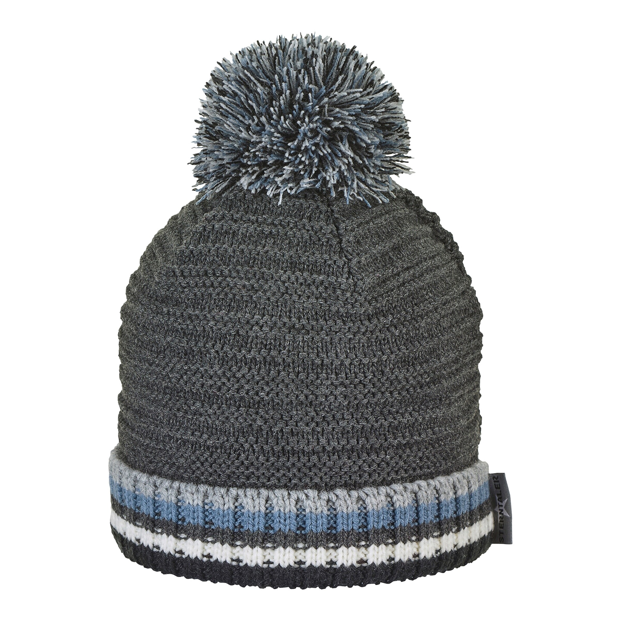 Sterntaler Winter-Strickmütze Bommel anthrazit
