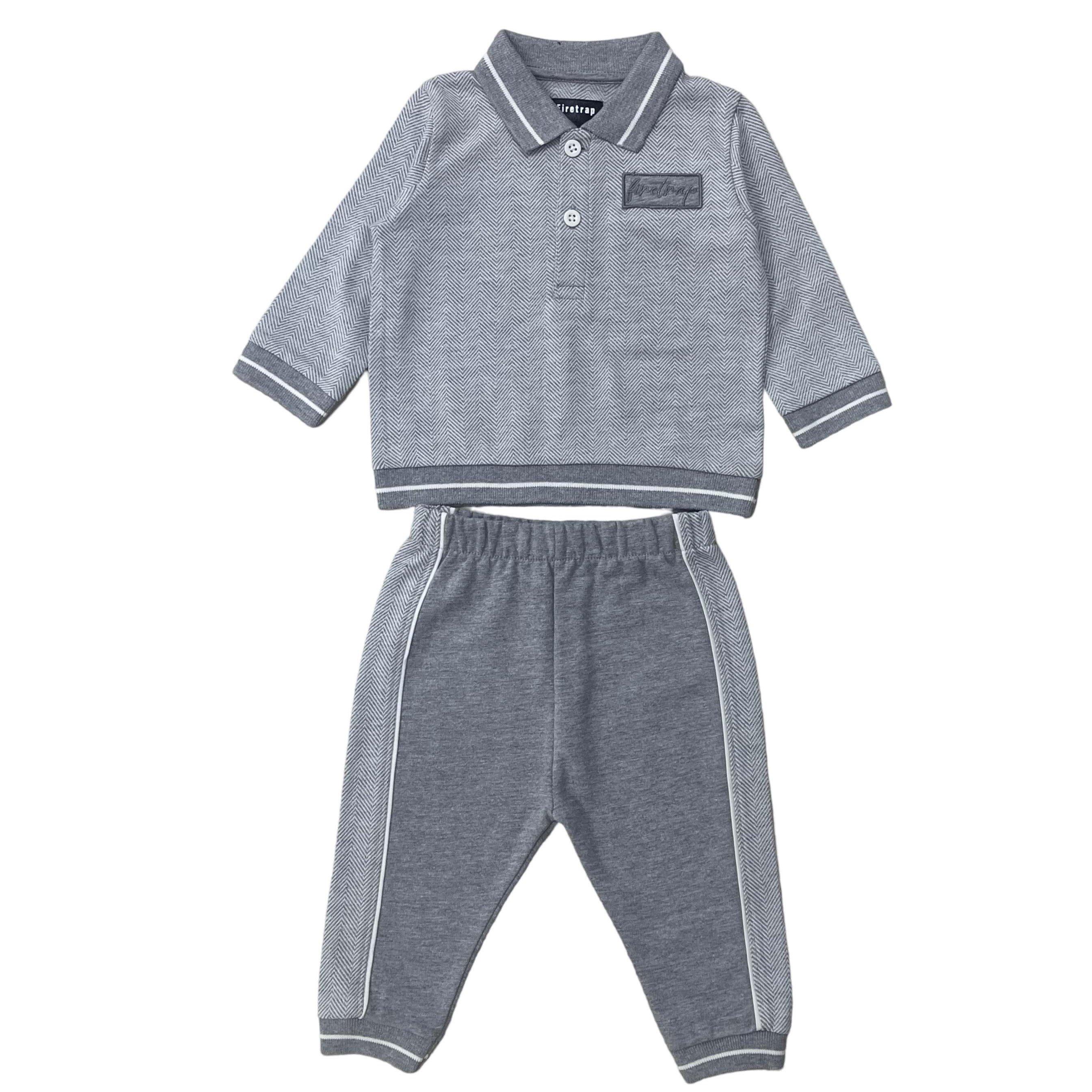 Firetrap Baby Boys Herringbone Polo And Jogger Set