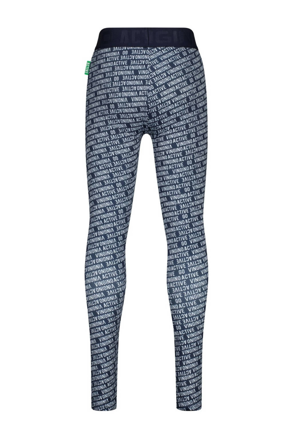 Vingino sportlegging Shelby met all over print wit/donkerblauw