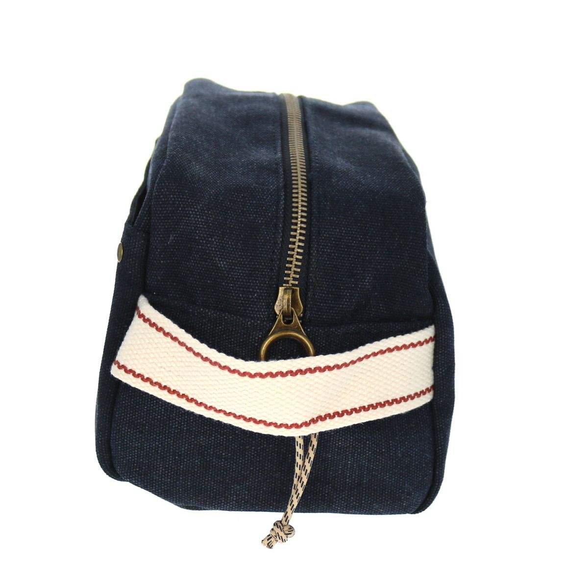 Trousse de toilette en toile bleu marine .