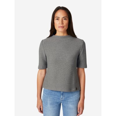 Damen-Strickshirt Halbarm, Graumelange