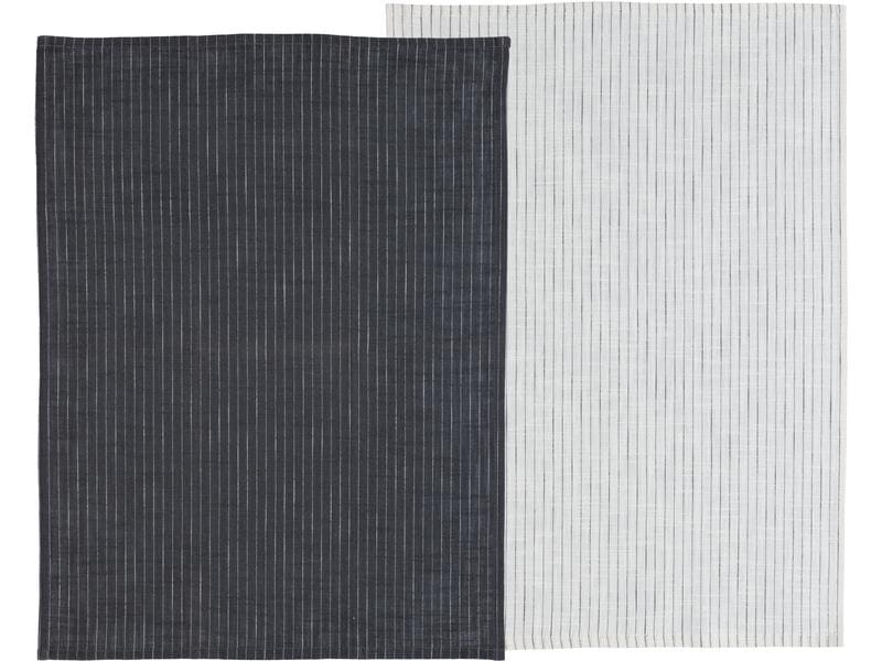Södahl Geschirrtuch-Set Chambray Soft 2 Stück, Schwarz/Weis Geschirrtuch Set aus Bio-Baumwolle