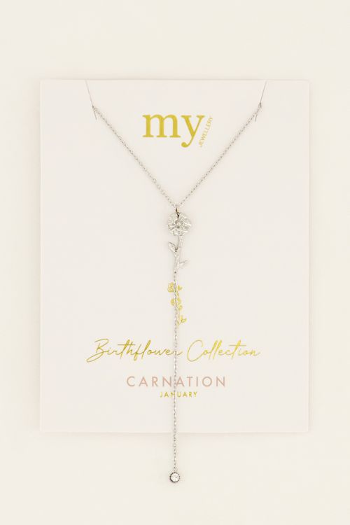 Birth Flower ketting met bedel en strass