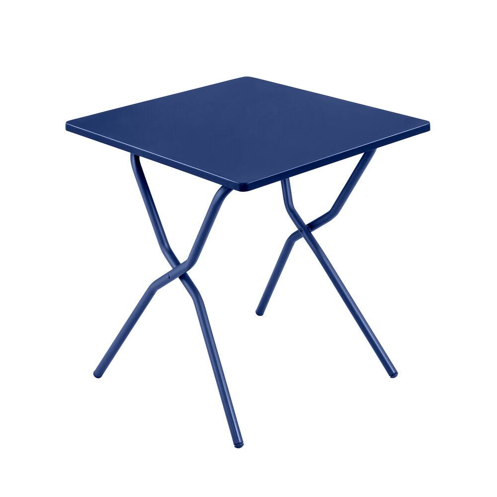 Set 1 quadratischer klappbarer Gartentisch, 2 ultrakompakte Klappstühle Balcony Stahl Indigo-Indigo