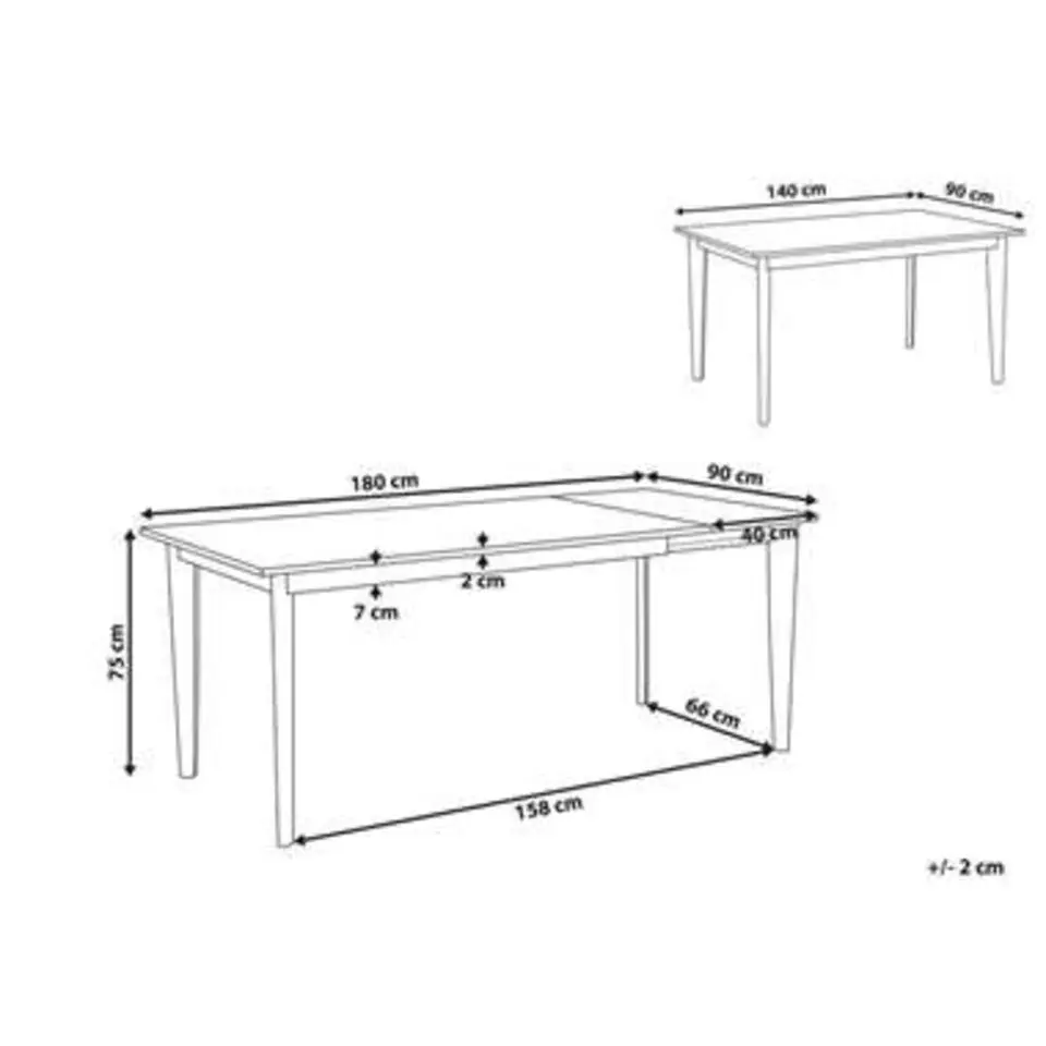 SOLA - Uitschuifbare eettafel - Wit - 90 x 140/180 cm - MDF