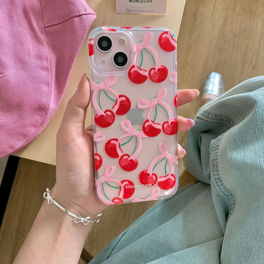 Galeon - Cherry telefoonhoesje - iPhone 16 Pro Max / 16 Pro / 16 Plus / 16 / 15 Pro Max / 15 Pro / 15 Plus / 15 / 14 Pro Max / 14 Pro / 14 Plus / 14 / 13 Pro Max / 13 Pro / 13 / 13 Mini
