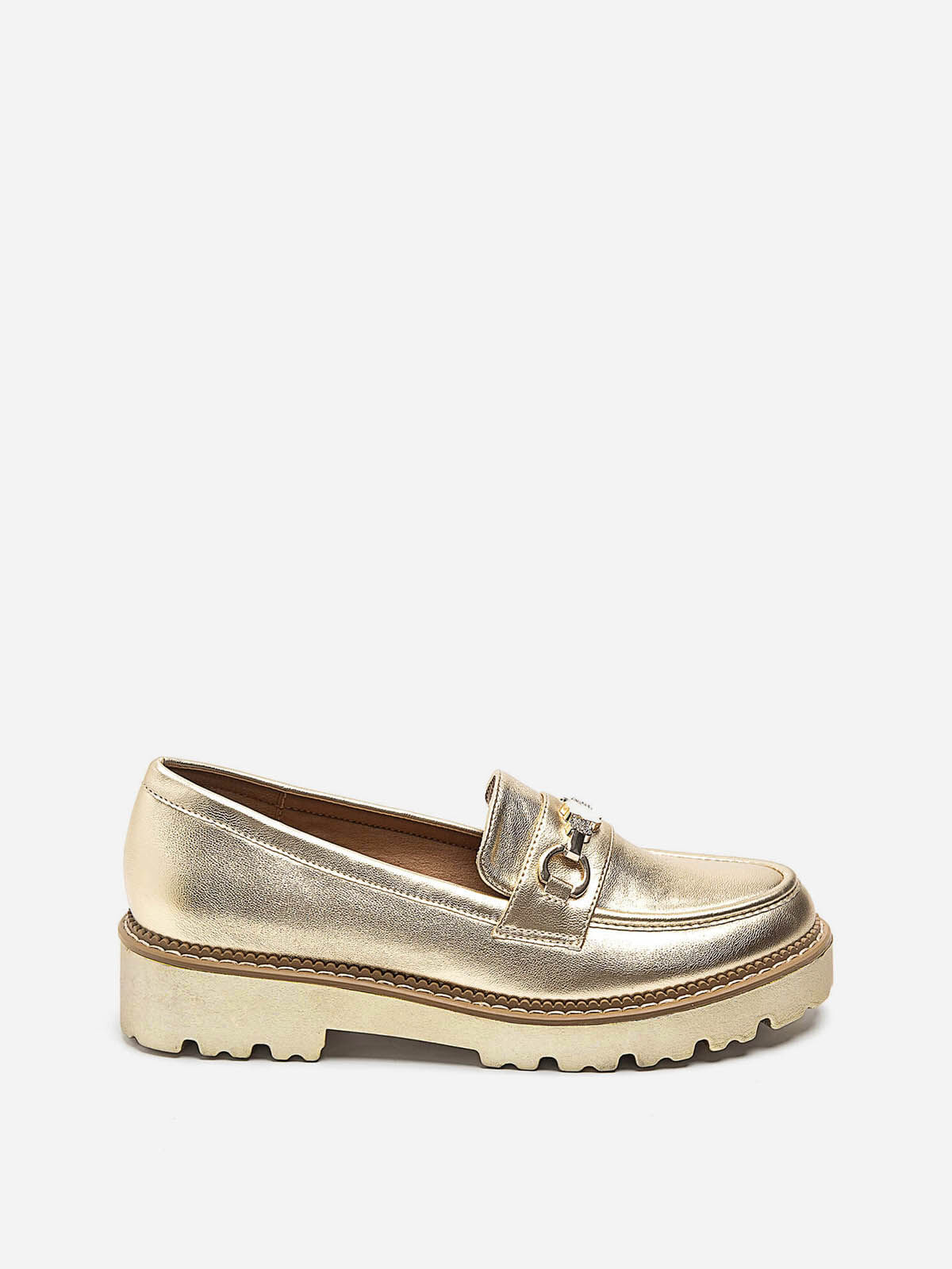 Mocassins avec mors à strass- Doré