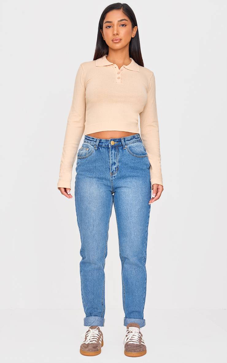 Mid Blue Wash Jean Skinny Rigide Délavage Moyen Petite