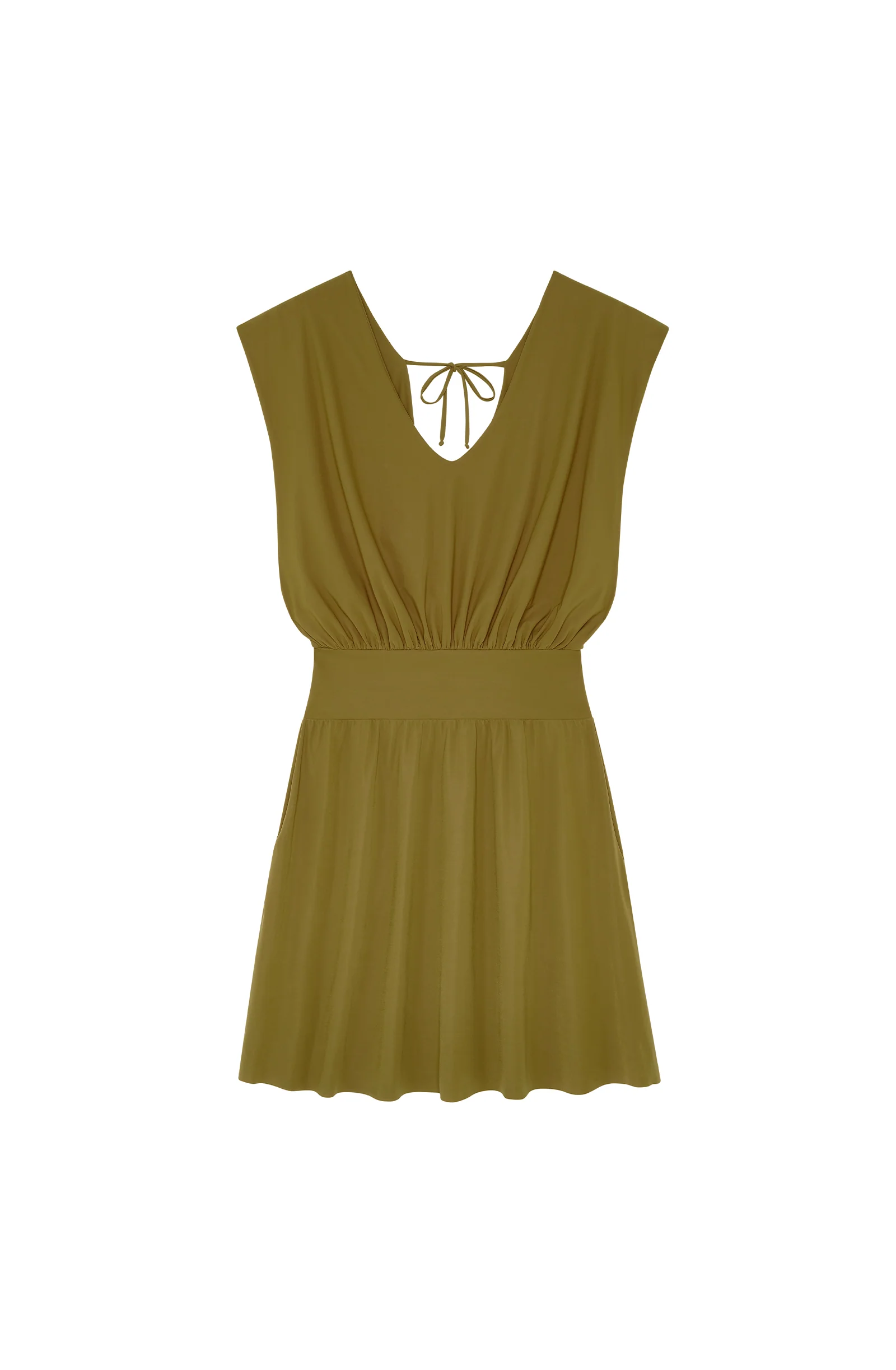 nola Robe courte en voile extensible décolleté V bronze Bronze