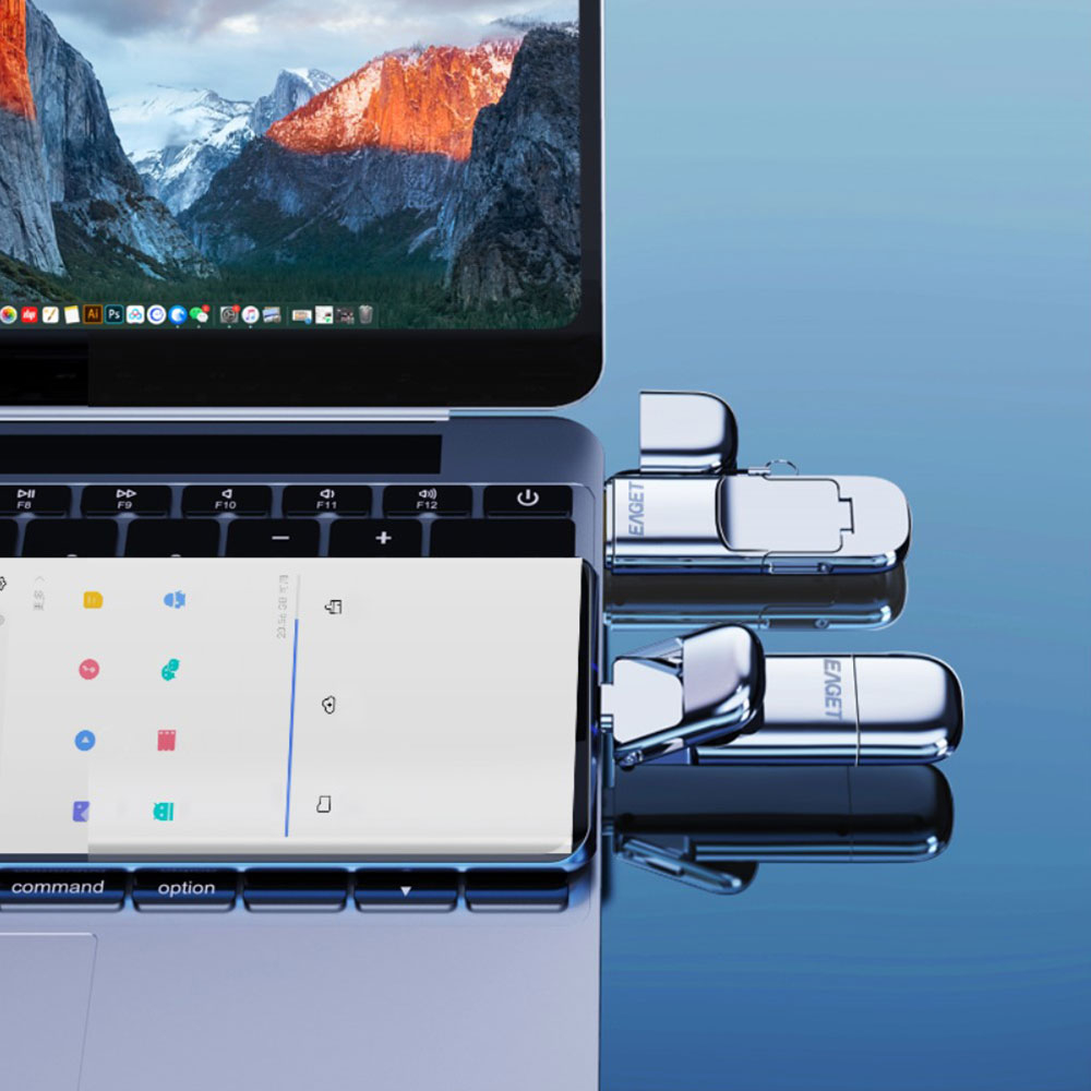(256GB) USB C / USB 3.1 Speicher Stick Flash Drive mit Verschlüsselung und Backup Funktion (Übertragungsrate 1GB/2s)  - Silber