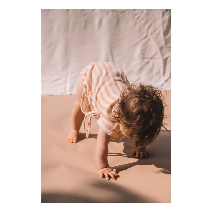 Studio Bohème Barboteuse Nuage Rayée | Vieux Rose