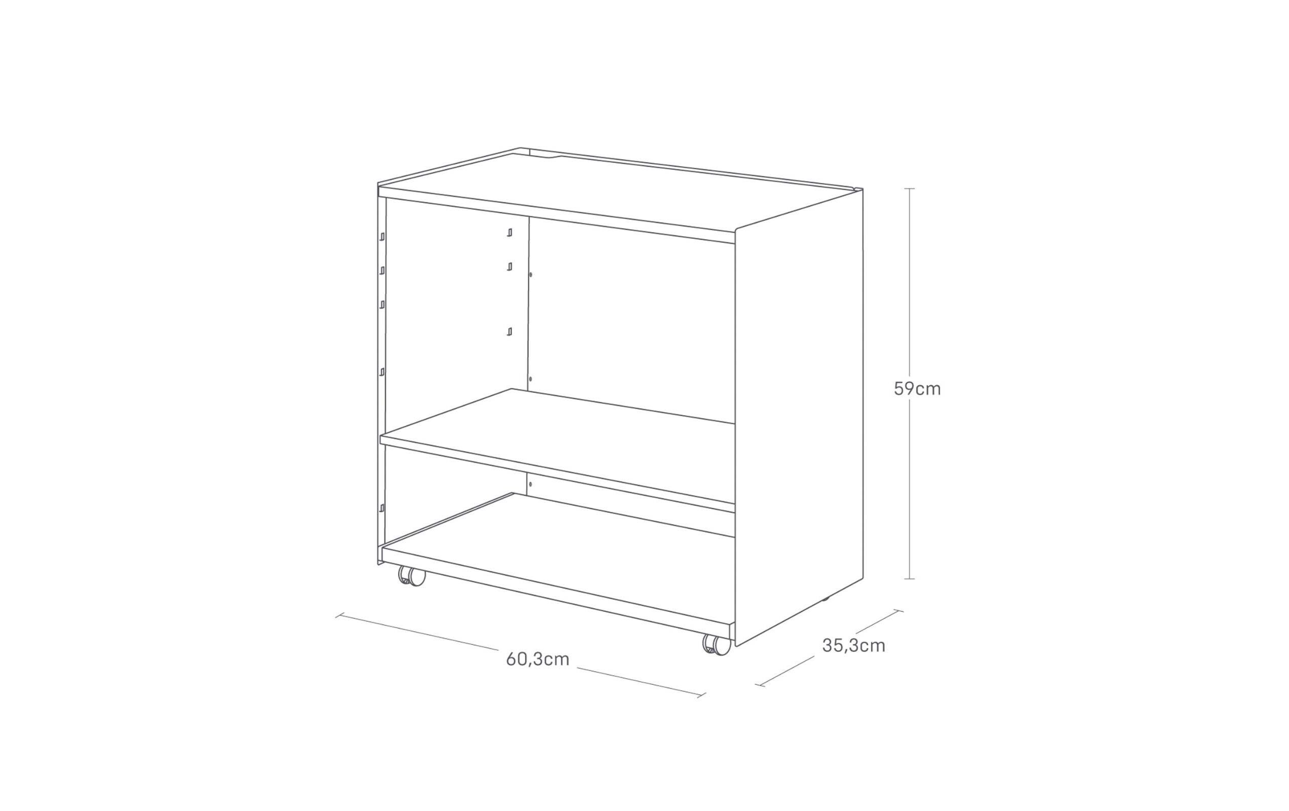 Servierwagen Tower 60.3 x 59 cm, Weiss<br>Halbgeschlossener Aufbewahrungswagen