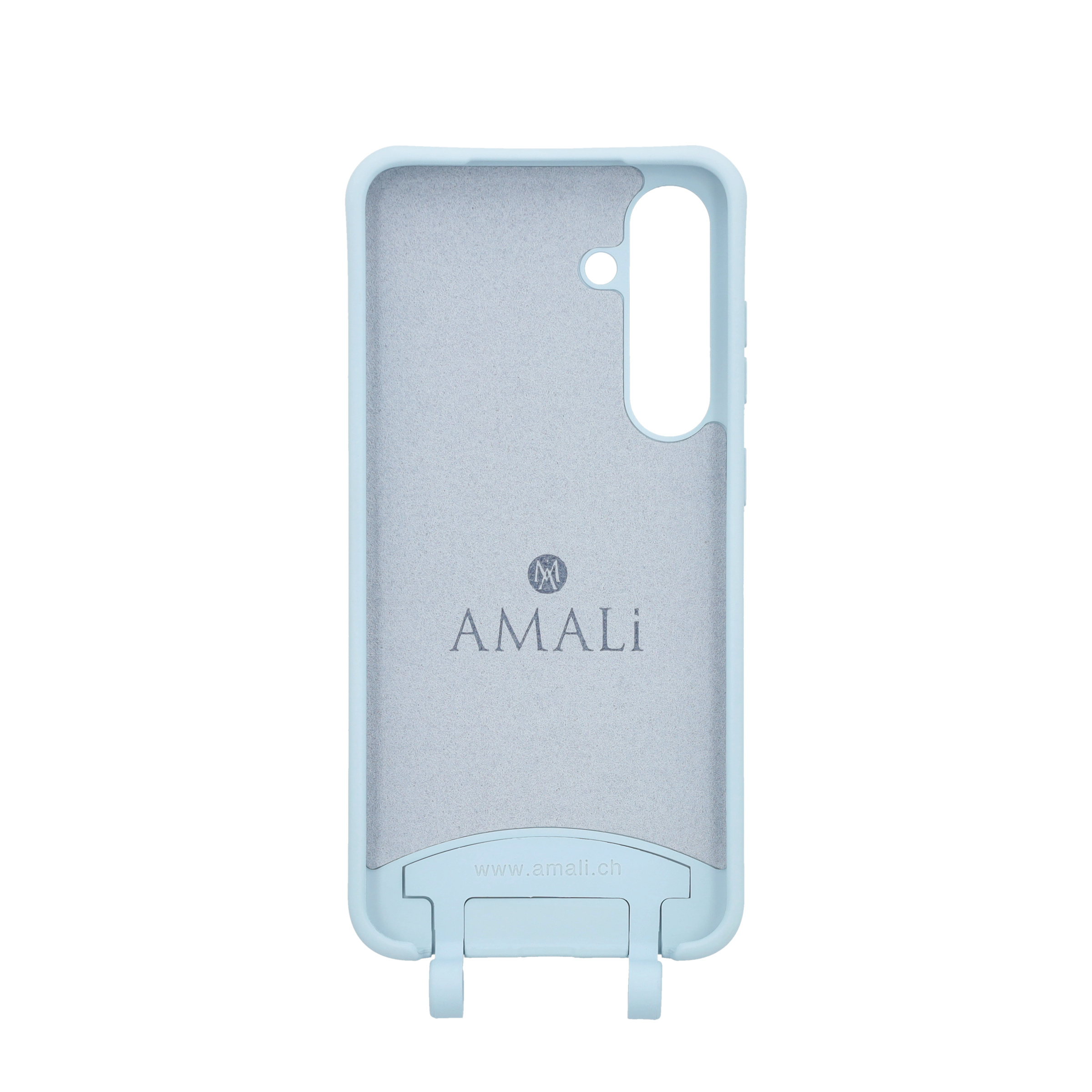 Samsung Galaxy S25 Handy Hülle Elegantes Case mit abnehmbarem Necklace Adapter - Light Blue / Gold