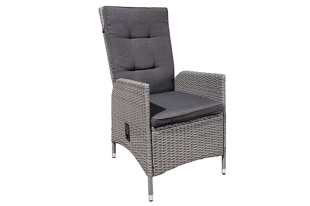 Outdoor Gartenstuhl SYLT grau Polyrattan Hochlehner mit Armlehne verstellbar wetterfest
