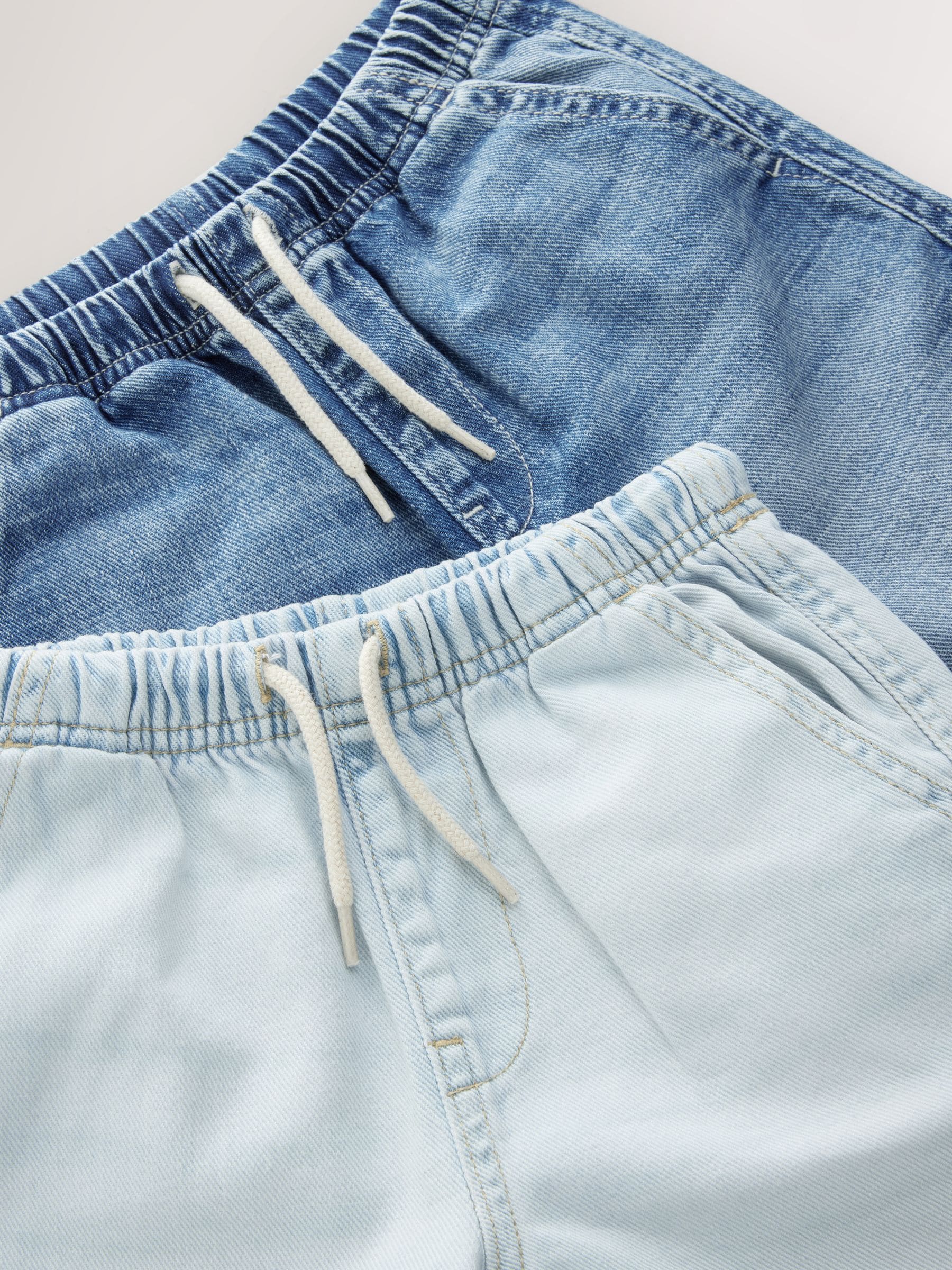 Bleek/middenblauw - Bermuda denim shorts met elastische taille verpakking van 2 (3 - 16 jr)