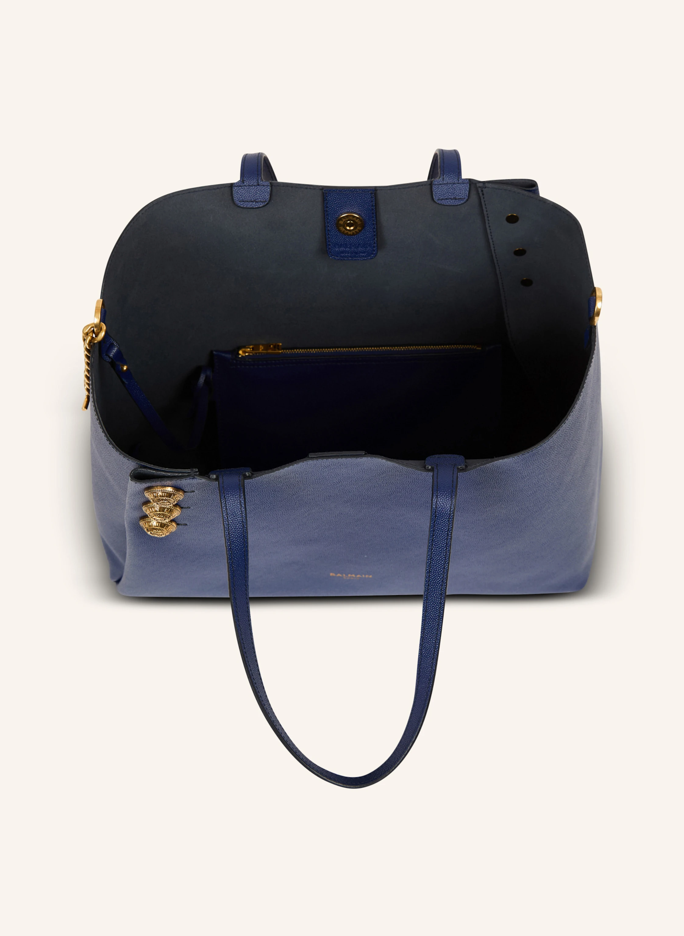 BALMAIN Shopper Emblème aus genarbtem Kalbsleder