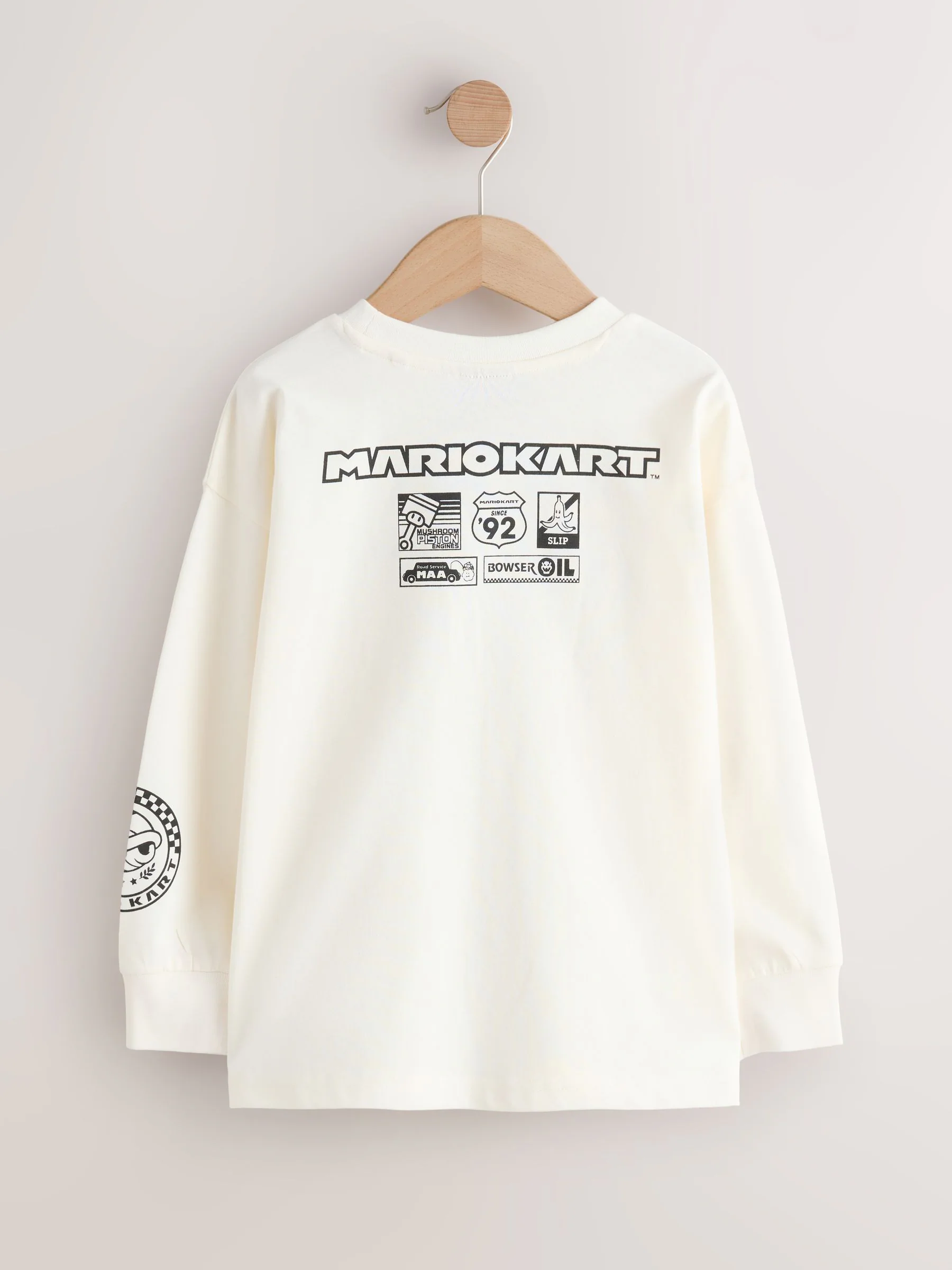 Wit Mario Kart - Gaming T-shirt met lange mouwen (3 - 16 jr)