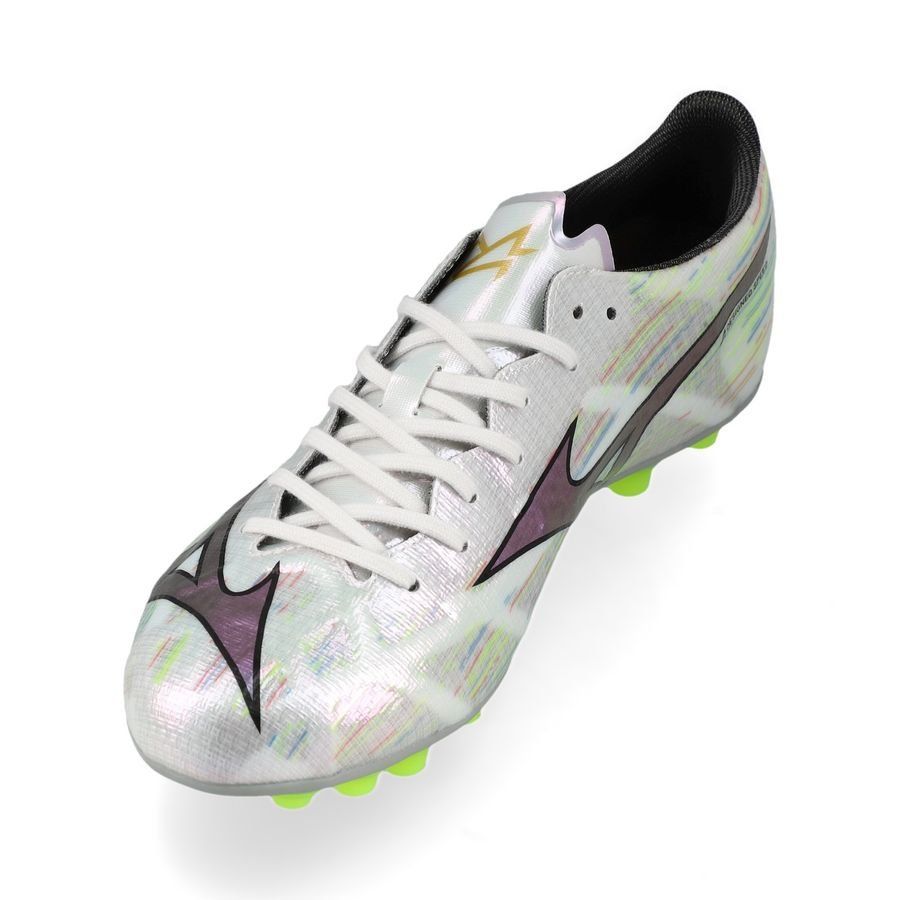Mizuno Alpha II Elite AG - Blanc/Silver Iridescent/Noir