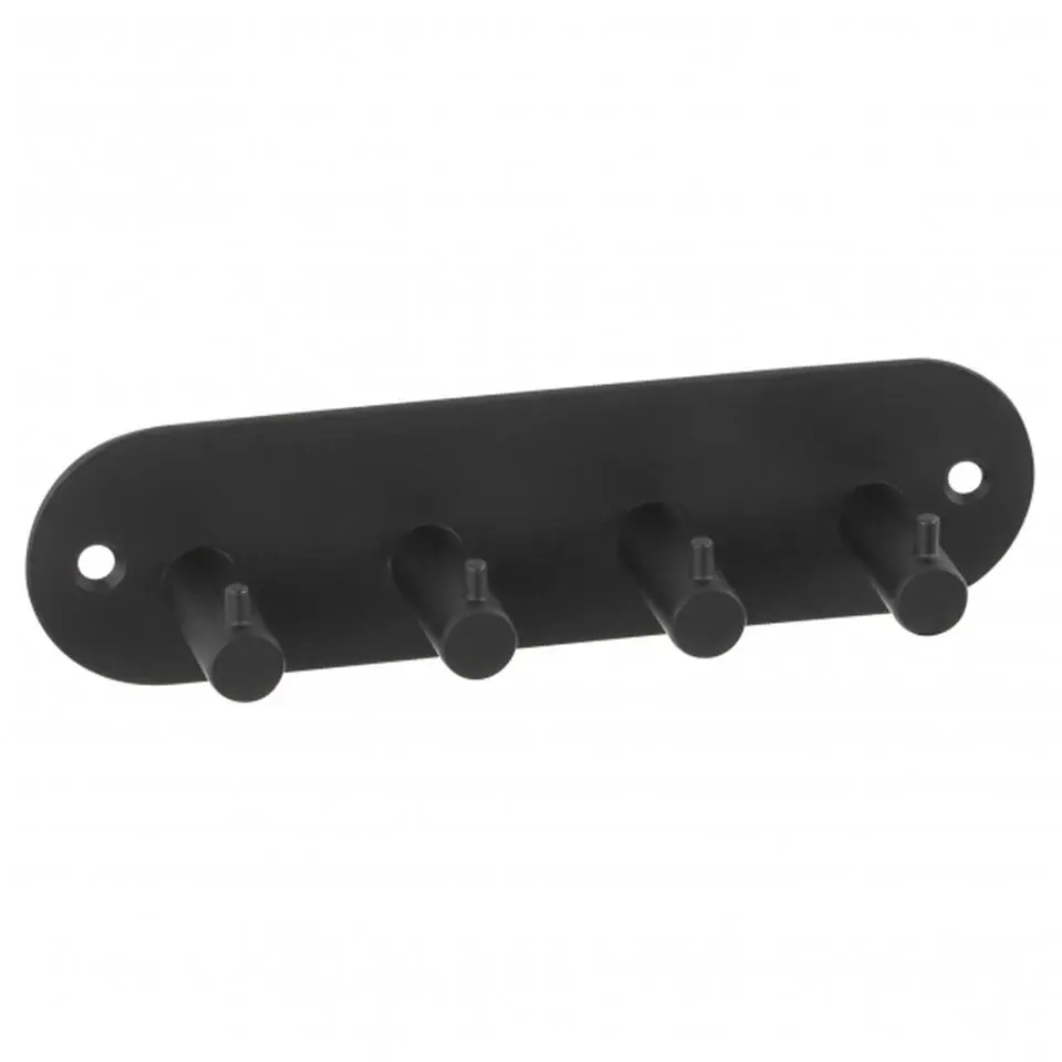 Siro Kapstok - 4 ophang haken - metaal - mat zwart - 11 x 21 cm