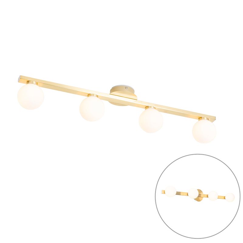Moderne plafondlamp messing IP44 4-lichts - Cederic