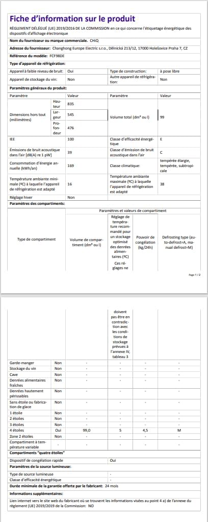Congélateur coffre CHiQ 142L, 63,5 x 55,6 x 83,5cm, Congélateur Inverter, Affichage de la température extérieure, Mode de congélation rapide -32℃, Grille métallique,Faible bruit